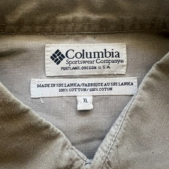 Columbia Men's Long Sleeve Button Up Tan Gray 100 Cotton VTG XL - Picture 4 of 10